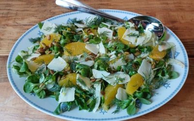 Salade met venkel, veldsla en sinaasappel